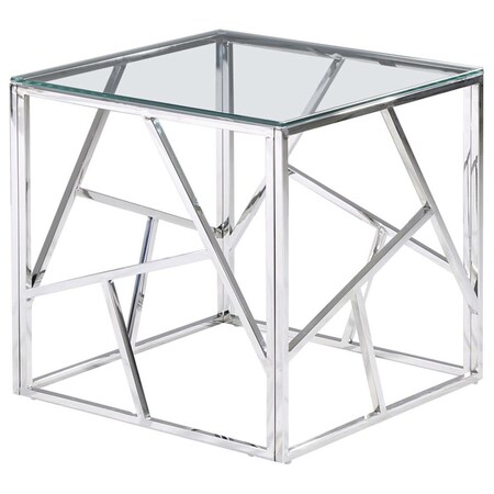Best Master Furniture Stainless Steel Living Room Silver End Table E26 Silver End Table